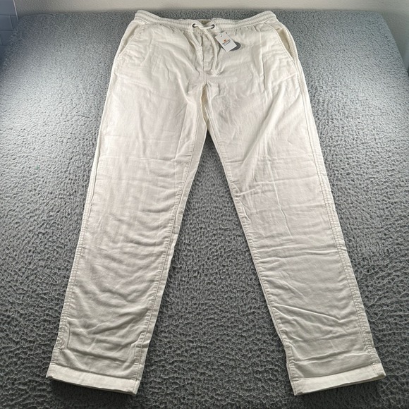Marine Layer Saturday Stretch Beach Pants Mens XL Slim Straight Cream NWT